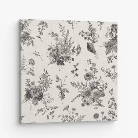 Canvas print classic black and white floral pattern • Wallissimo®