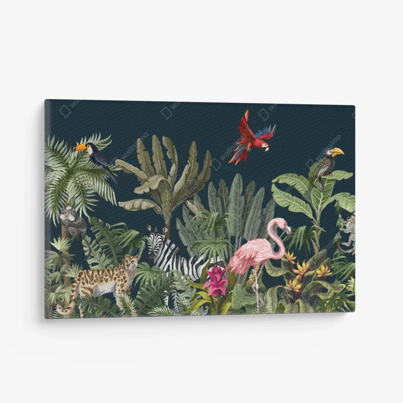 Canvas print tropical jungle wildlife illustration