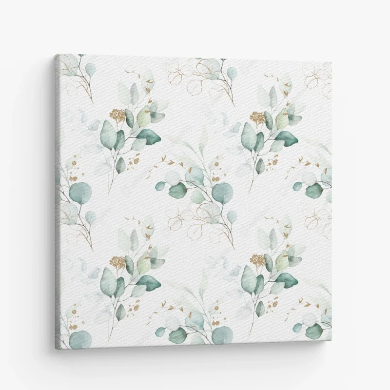 Canvas print green eucalyptus watercolor botanical pattern