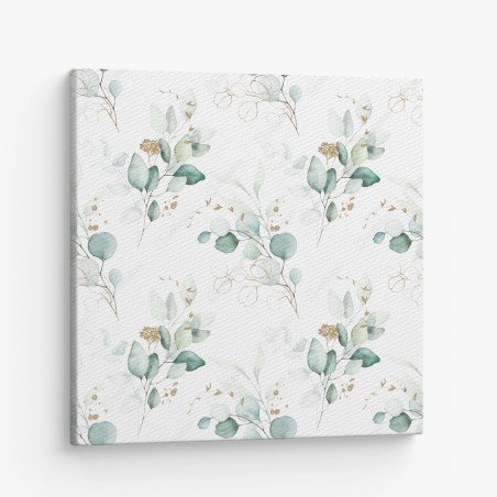 Canvas print green eucalyptus watercolor botanical pattern • Wallissimo®