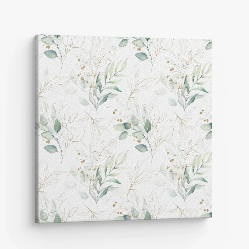 Canvas print soft eucalyptus watercolor leaves pattern