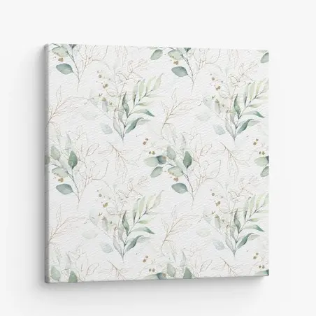 Canvas print soft eucalyptus watercolor leaves pattern • Wallissimo®