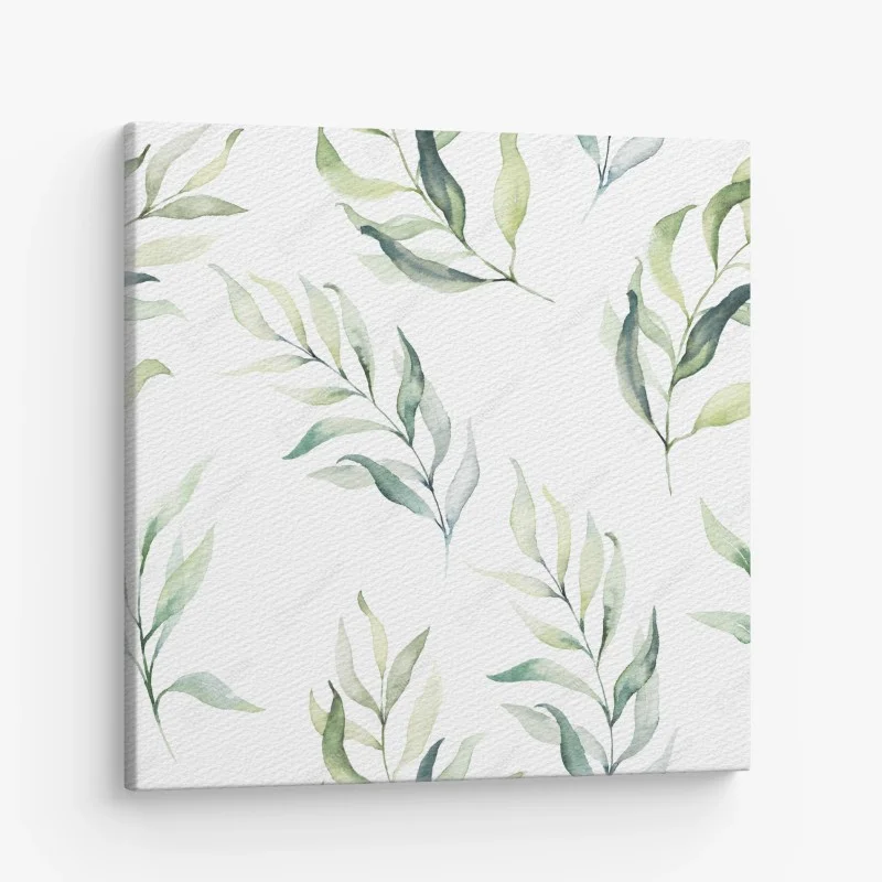 Canvas print soft watercolor eucalyptus leaves pattern