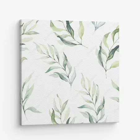 Canvas print soft watercolor eucalyptus leaves pattern • Wallissimo®