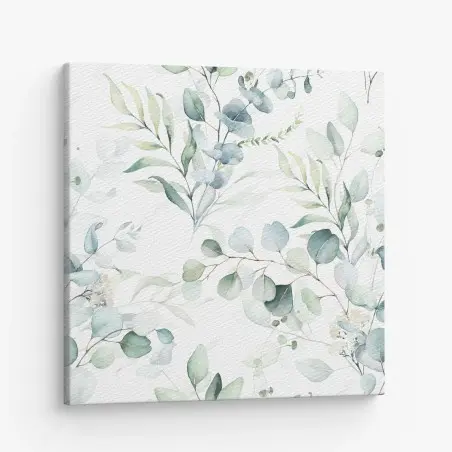 Canvas print watercolor eucalyptus leaves pattern • Wallissimo®