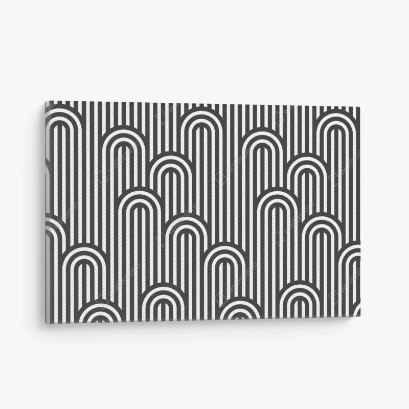 Canvas print black and white geometric stripe pattern