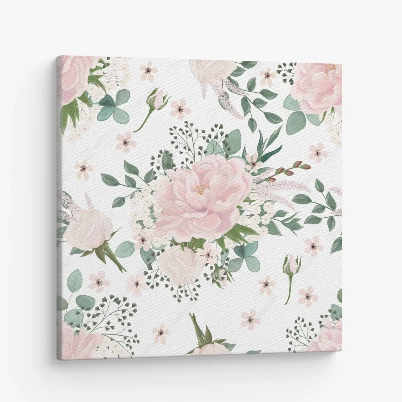 Canvas print soft pink peony floral pattern