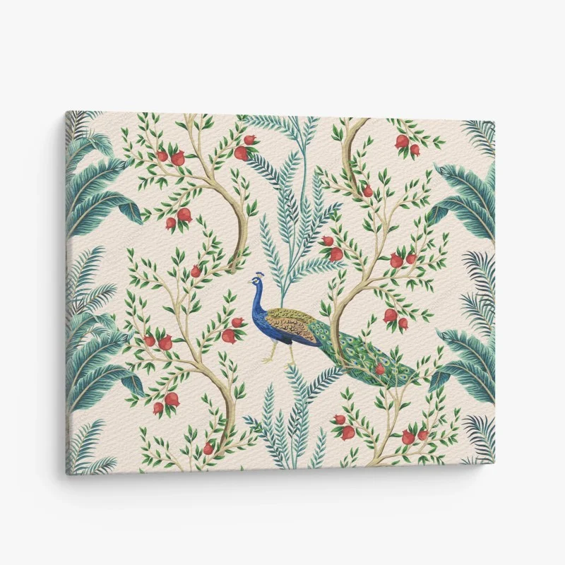 Canvas print peacock among pomegranate branches
