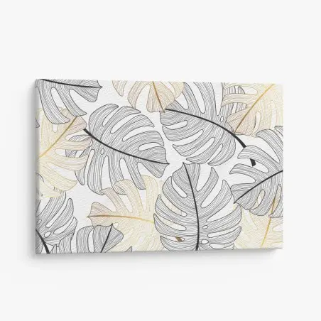 Canvas print monstera leaf pattern with gold accents • Wallissimo®