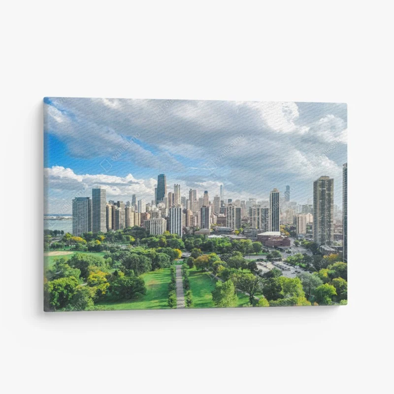 Canvas print city skyline above a green park