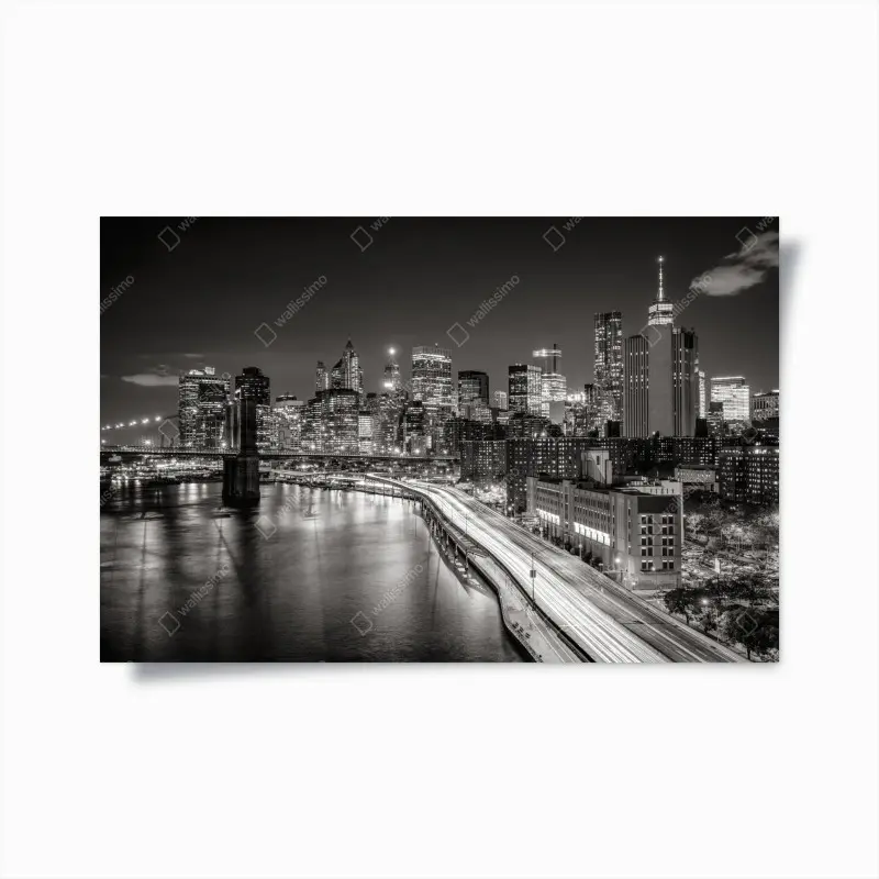 Poster monochrome city skyline at night