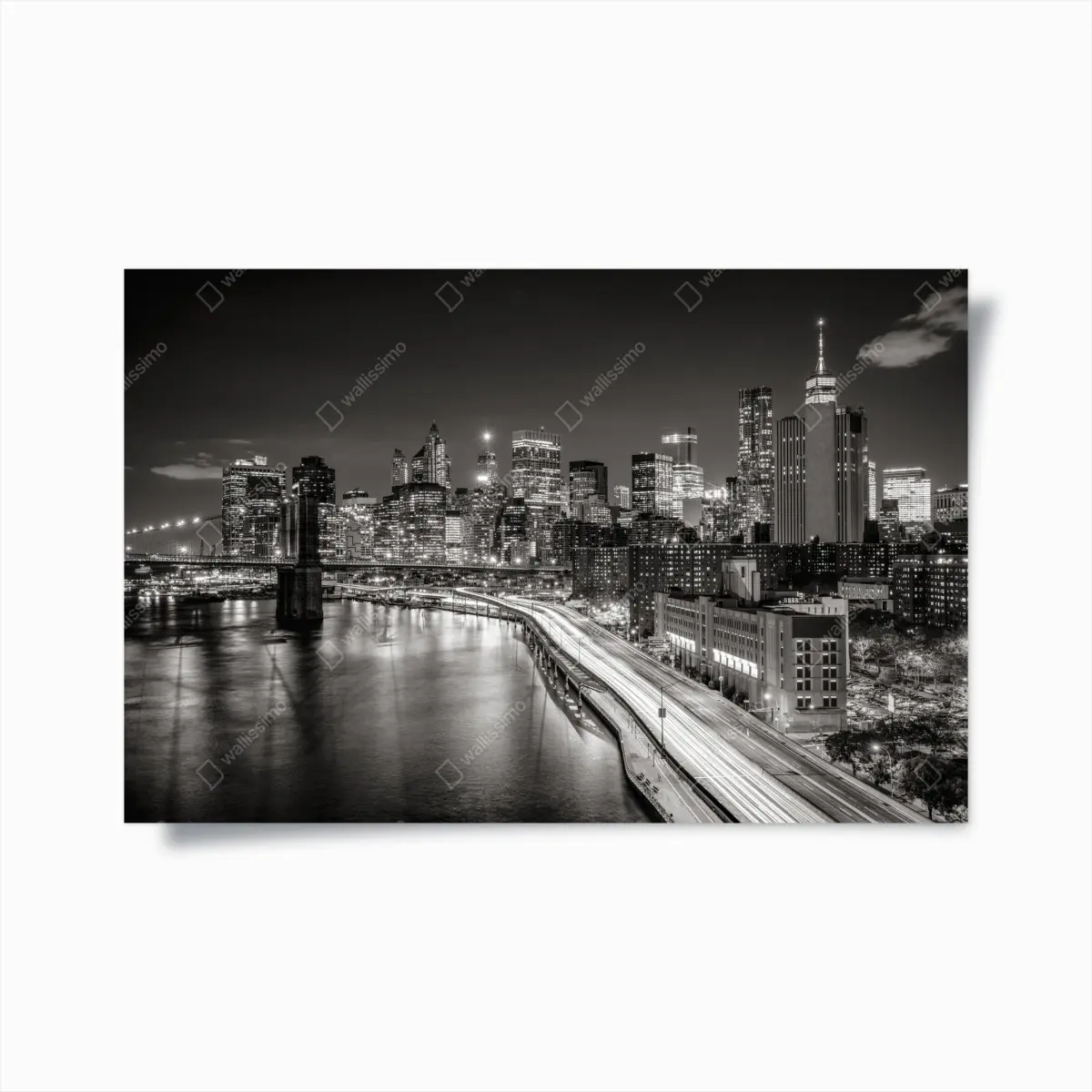 Poster monochrome city skyline at night • Wallissimo® Poster monochrome city skyline at night • Wallissimo®