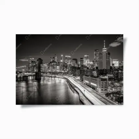 Poster monochrome city skyline at night • Wallissimo®