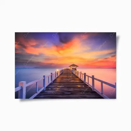 Poster wooden pier at sunrise • Wallissimo®