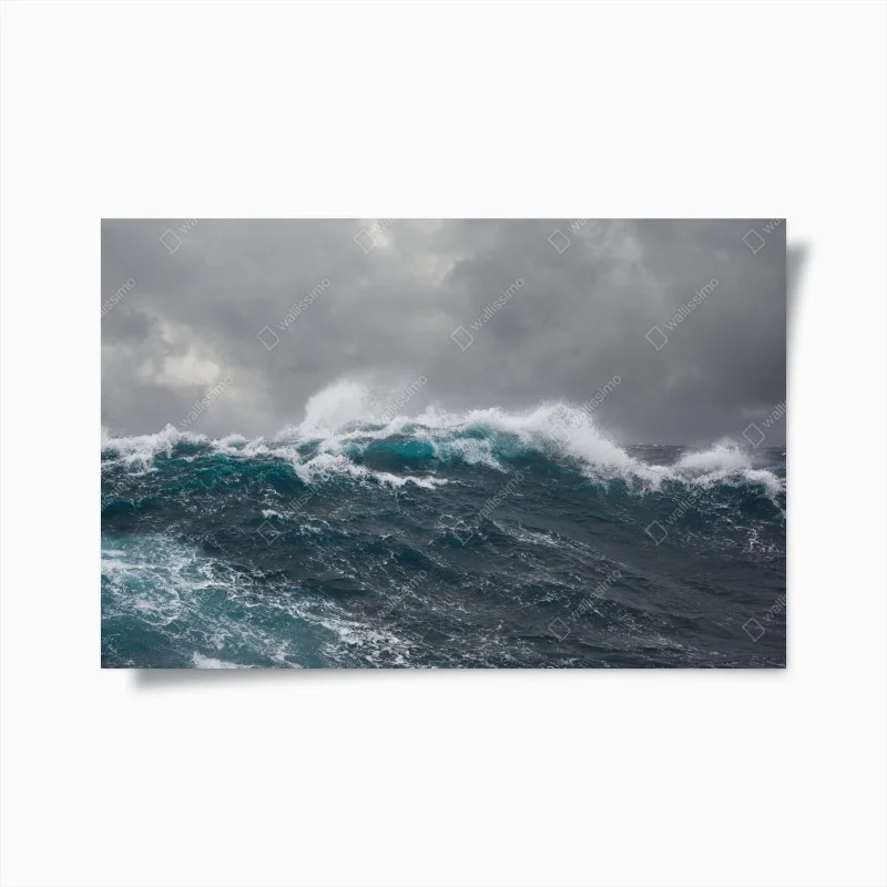 Poster stormy sea with crashing waves