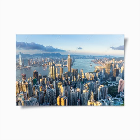 Poster Hong Kong skyline at sunset • Wallissimo®