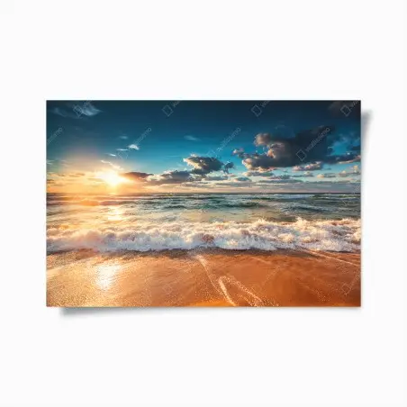 Poster golden sunrise over the ocean shore • Wallissimo®