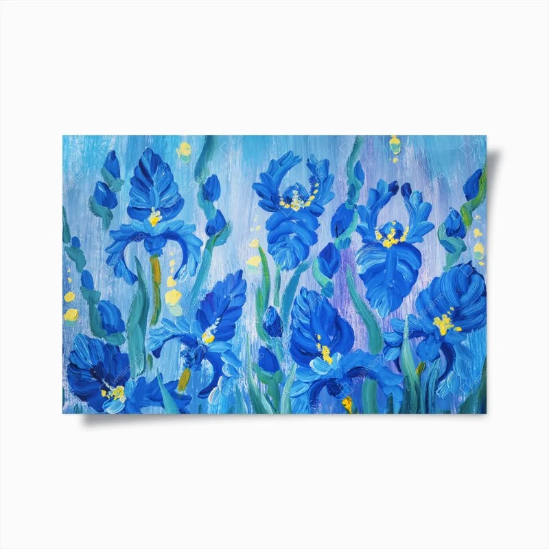 Poster vibrant blue iris bouquet