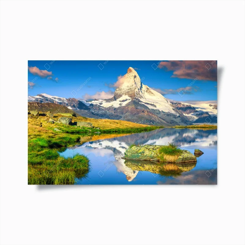 Poster majestic Matterhorn reflected in alpine lake