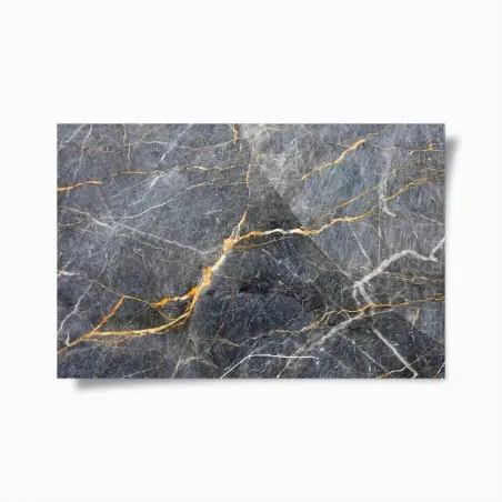 Poster dark gray marble with gold veins • Wallissimo®