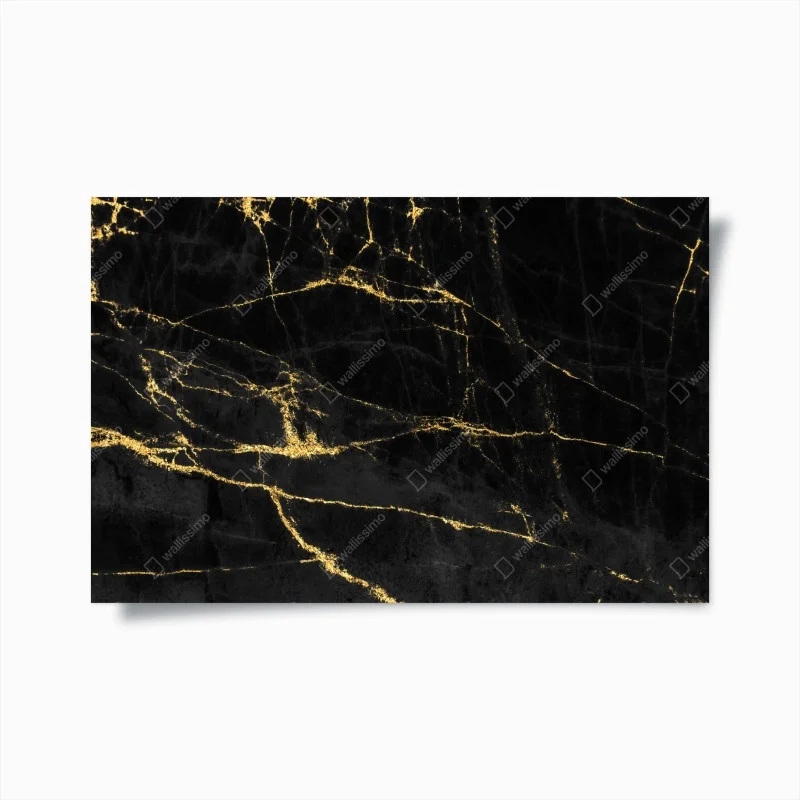 Poster luxury black marble with gold veins