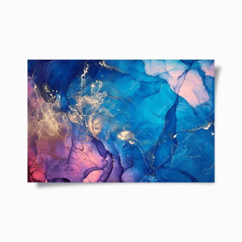 Poster ocean blue marble alcohol ink abstract