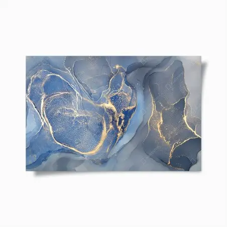 Poster ocean blue marble with gold veins • Wallissimo®