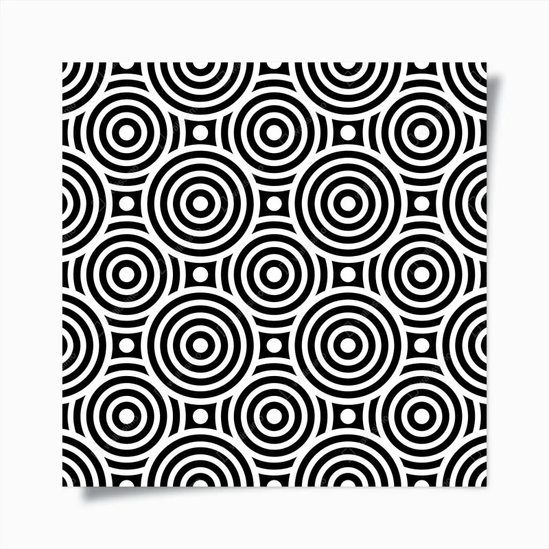 Poster black and white concentric circle pattern