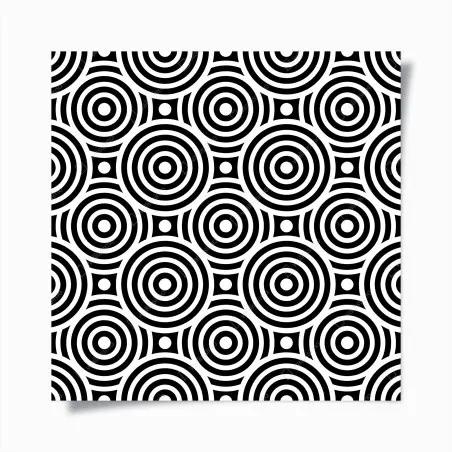 Poster black and white concentric circle pattern • Wallissimo®