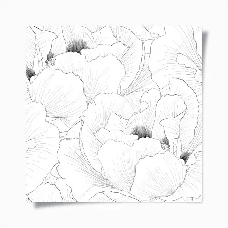 Poster delicate botanical line art floral pattern • Wallissimo®