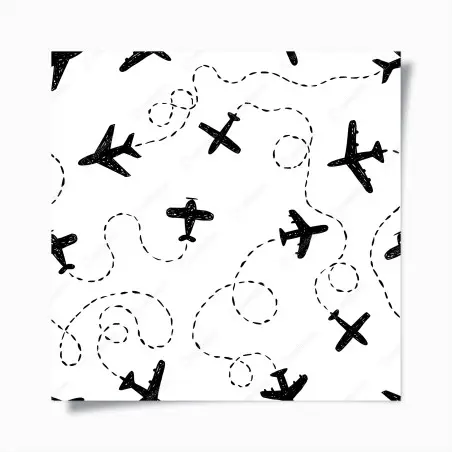 Poster hand-drawn airplane seamless pattern • Wallissimo®