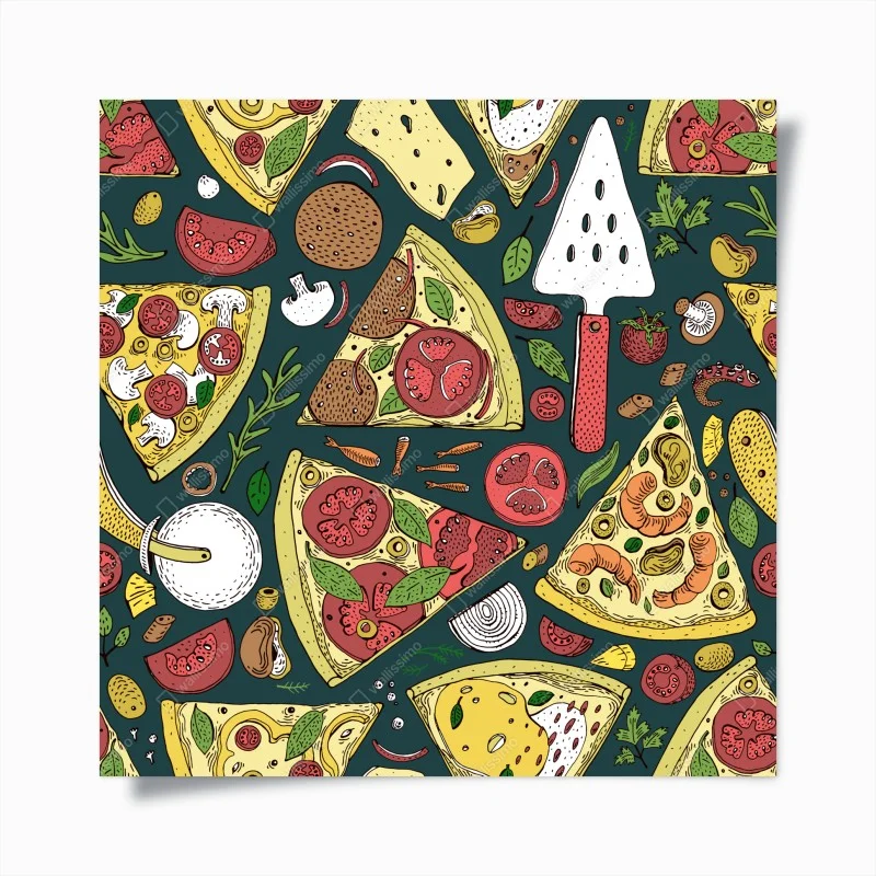 Poster colorful pizza slices pattern