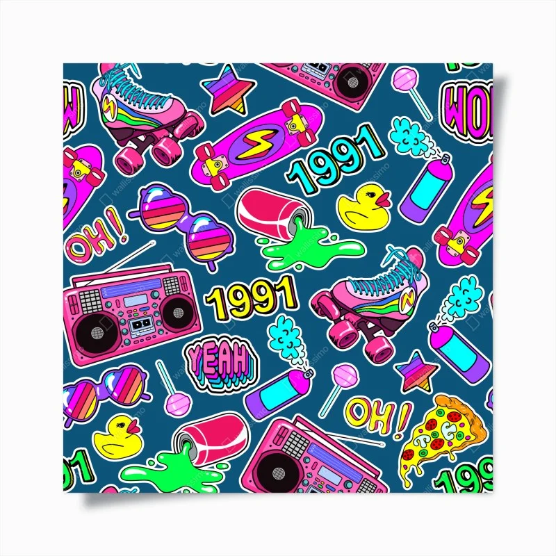 Poster vibrant 90s sticker collage