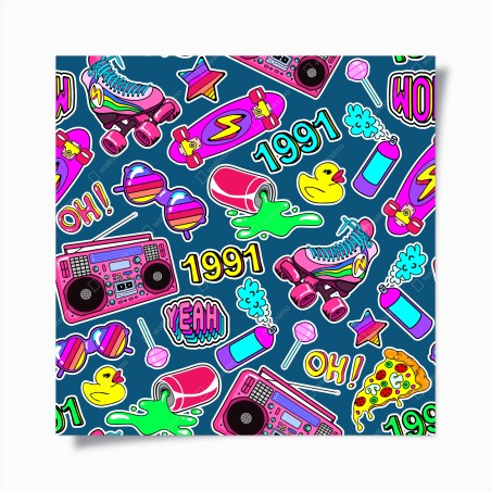 Poster vibrant 90s sticker collage • Wallissimo®