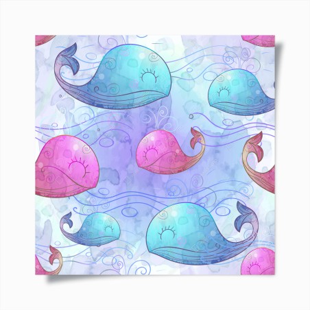 Poster watercolor whale dream pattern • Wallissimo®