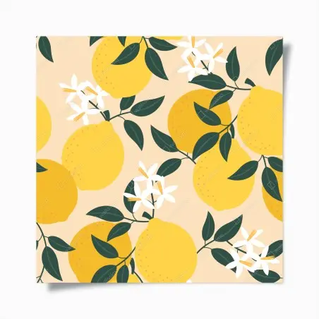 Poster bright lemon botanical pattern • Wallissimo®