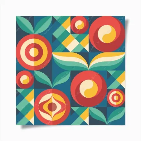 Poster vibrant geometric floral pattern • Wallissimo®