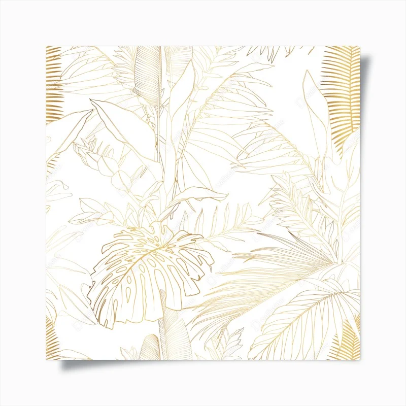 Poster gold tropical leaves line art