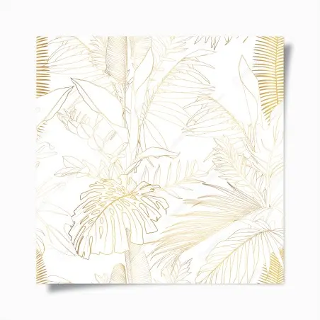 Poster gold tropical leaves line art • Wallissimo®