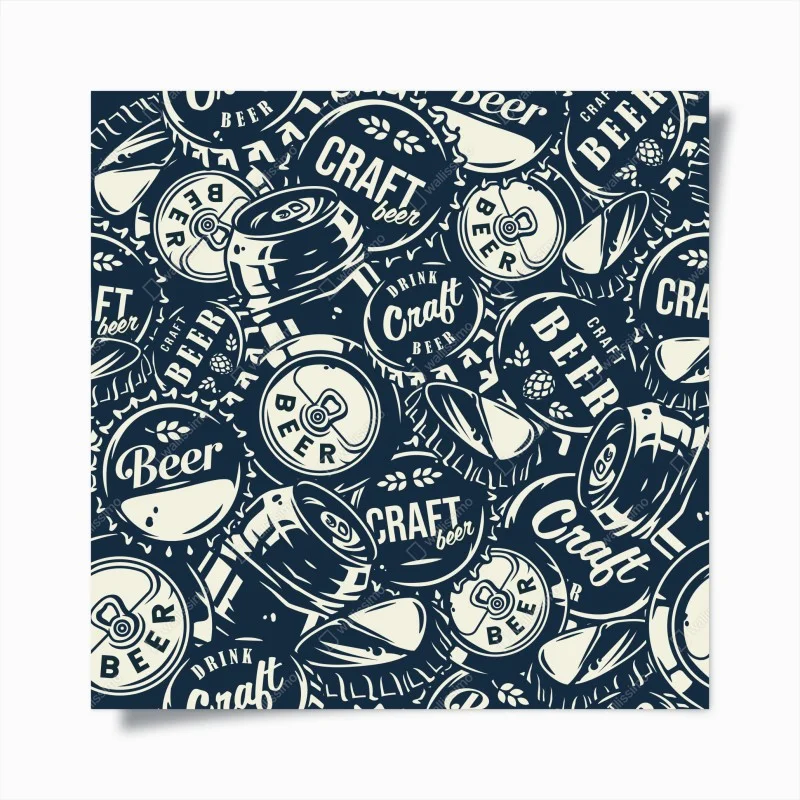 Poster craft beer caps pattern