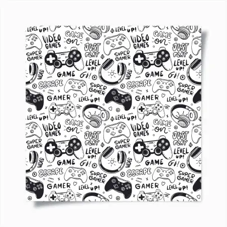 Poster gaming doodle pattern with controllers • Wallissimo®