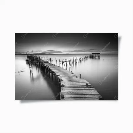 Poster serene wooden pier at dusk • Wallissimo®