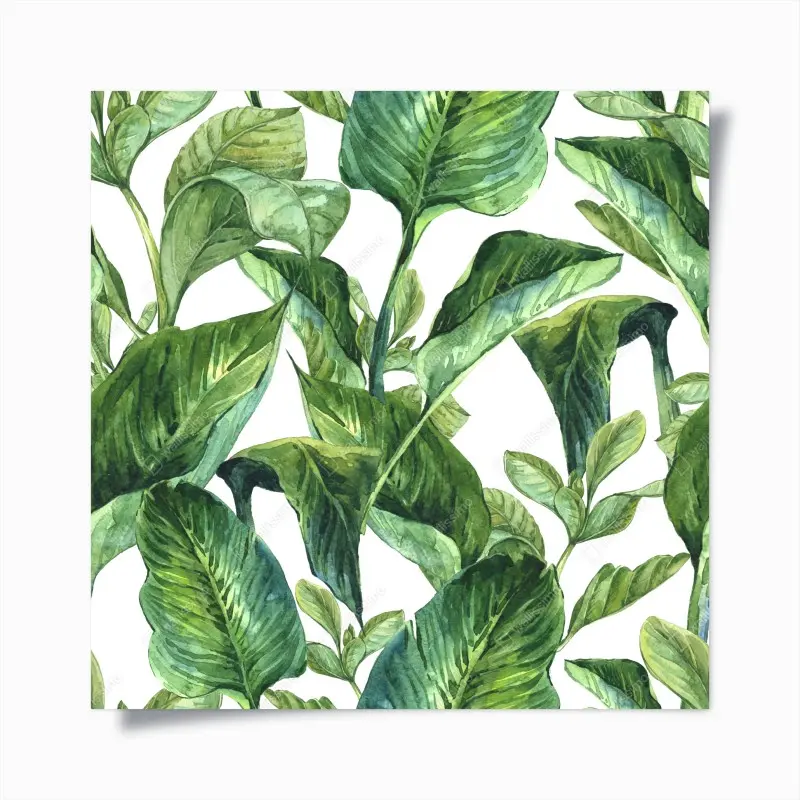 Poster lush watercolor tropical leaves pattern