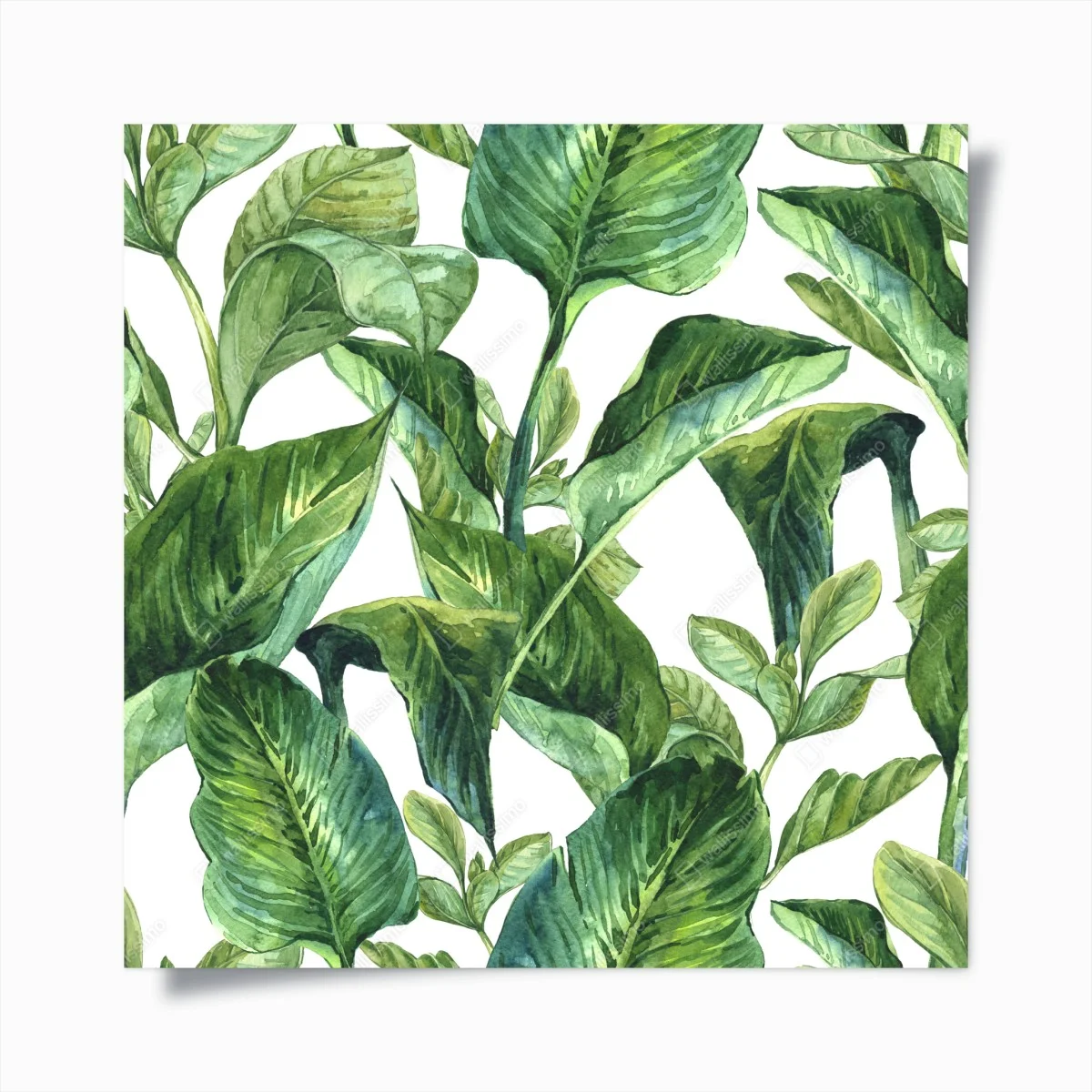 Poster lush watercolor tropical leaves pattern • Wallissimo® Poster lush watercolor tropical leaves pattern • Wallissimo®