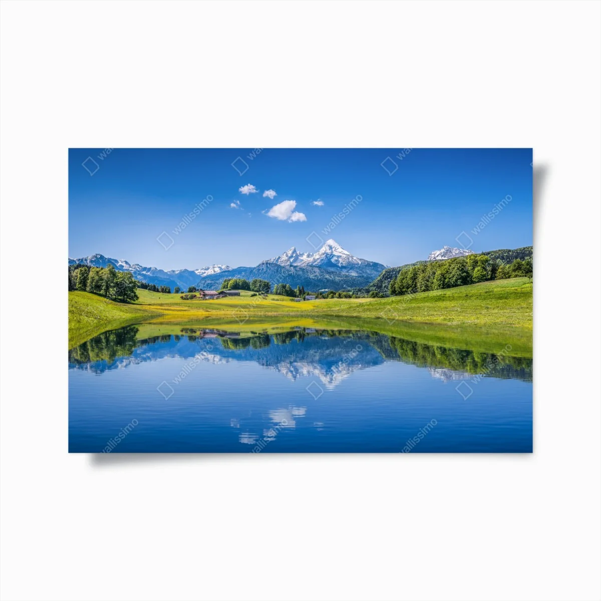 Poster alpine mirror: serene mountain reflection ⁕ Wallissimo® Poster alpine mirror: serene mountain reflection ⁕ Wallissimo®