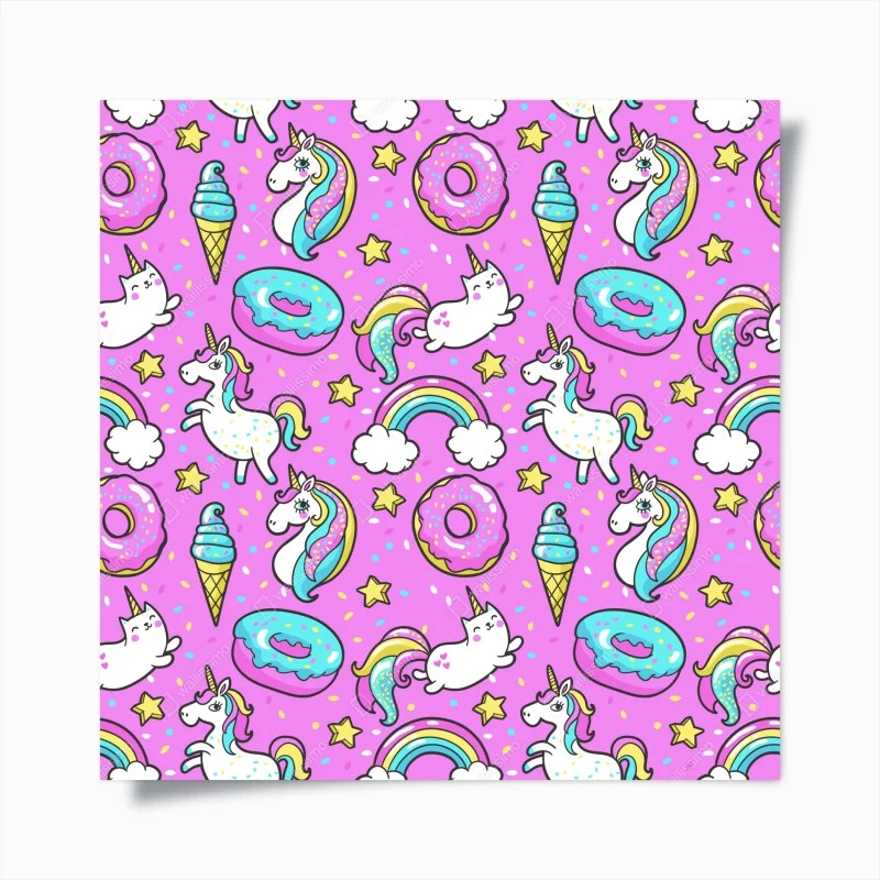 Poster pastel unicorns and sweets pattern