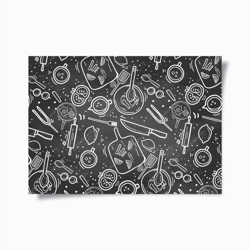 Poster kitchen chalkboard doodle pattern