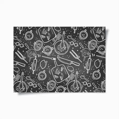 Poster kitchen chalkboard doodle pattern • Wallissimo®