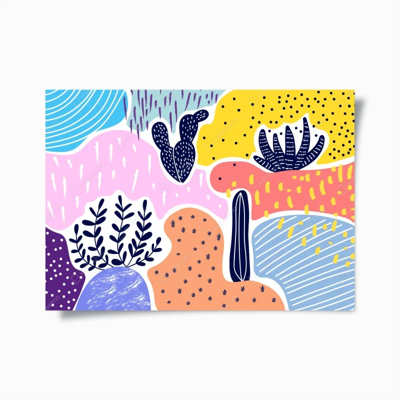 Poster playful abstract botanical pattern