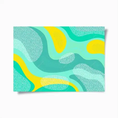 Poster turquoise and yellow abstract pattern • Wallissimo®